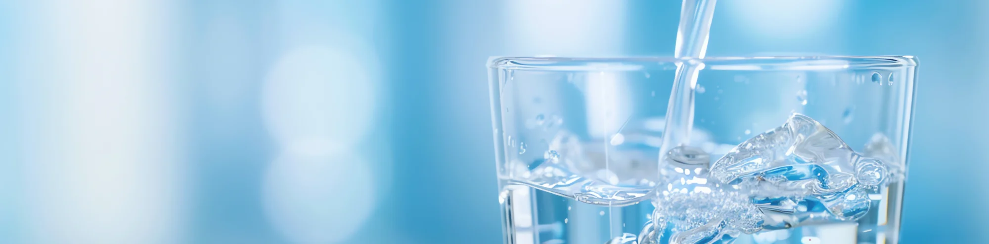 Water pouring into a glass of water